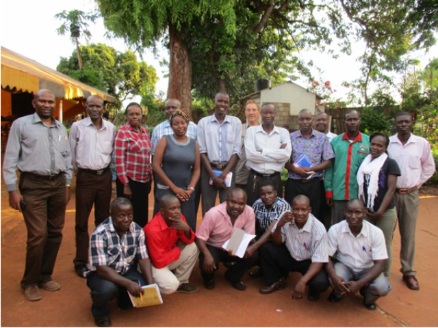 The first training carried out by staff from the East African Herbarium in Kenya on growing and using pesticidal plants for 12 Tharaka primary school teachers.